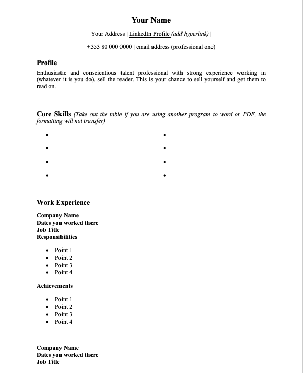 CV Template by GemPool Recruitment