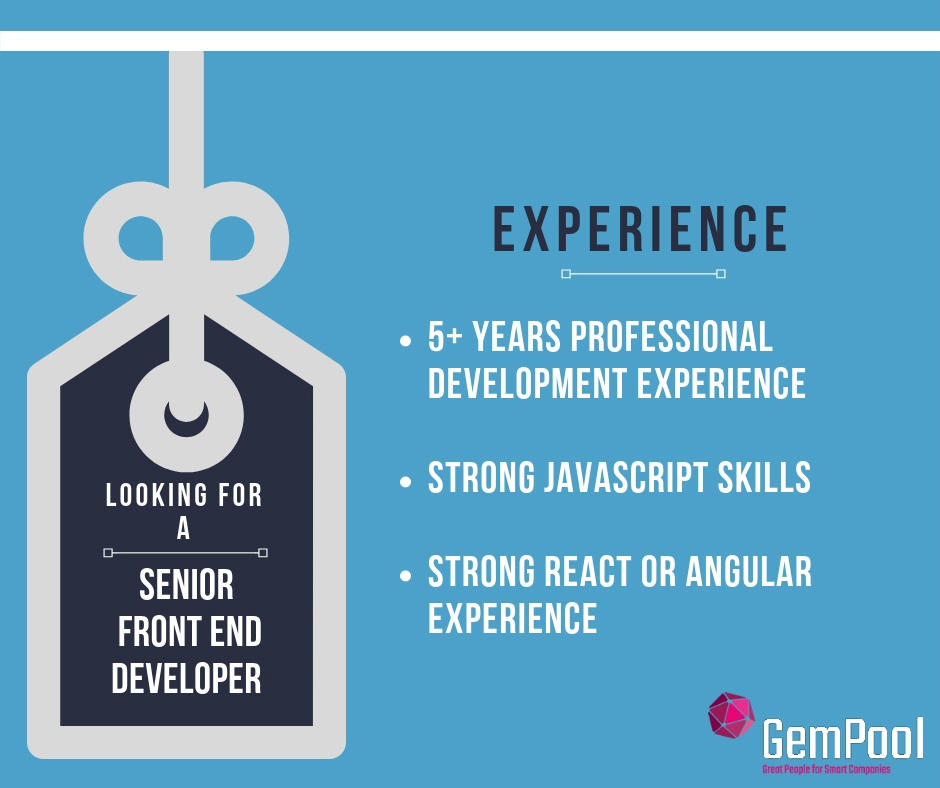 Senior front end developer role in Sligo